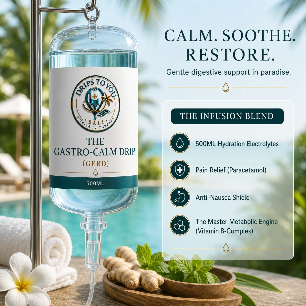 The Gastro-Calm Drip (GERD) IV Therapy Bali - Drips To You